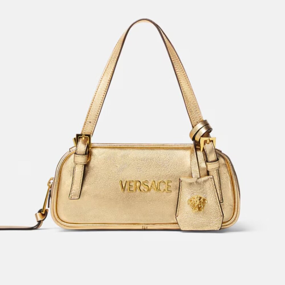 NWT AUTHENTIC Versace Tag Bowling Metallic Mini Bag $900
